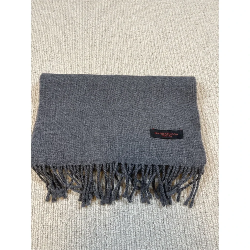 Barbarossa Scarf Made In Italy 100% Wool Gray 12x60